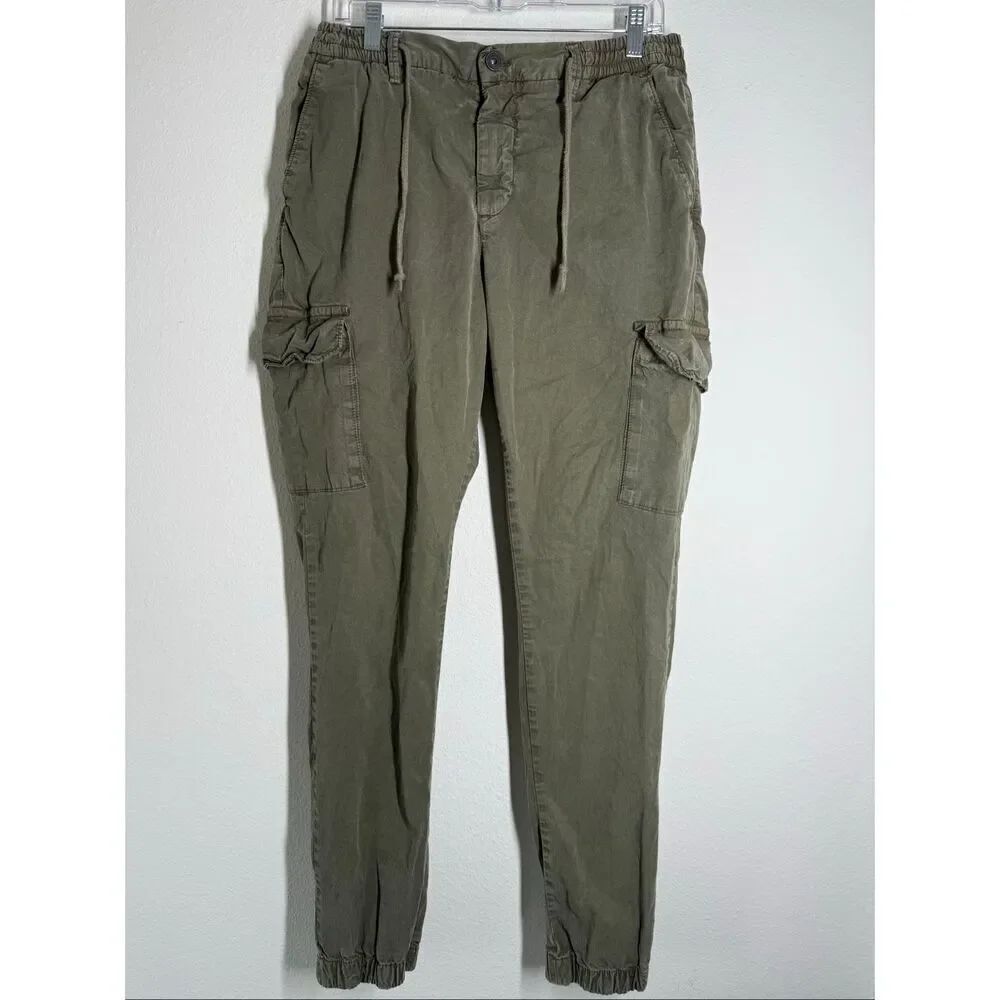 Conorete Women’s Olive Cargo Pants Drawstring Size L /30” W/ 30”L See Notes